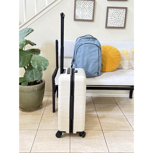 Away Carry-On & Backpack Bundle | Salt White Luggage + Coast Blue Bag Travel Set - Picture 3 of 16